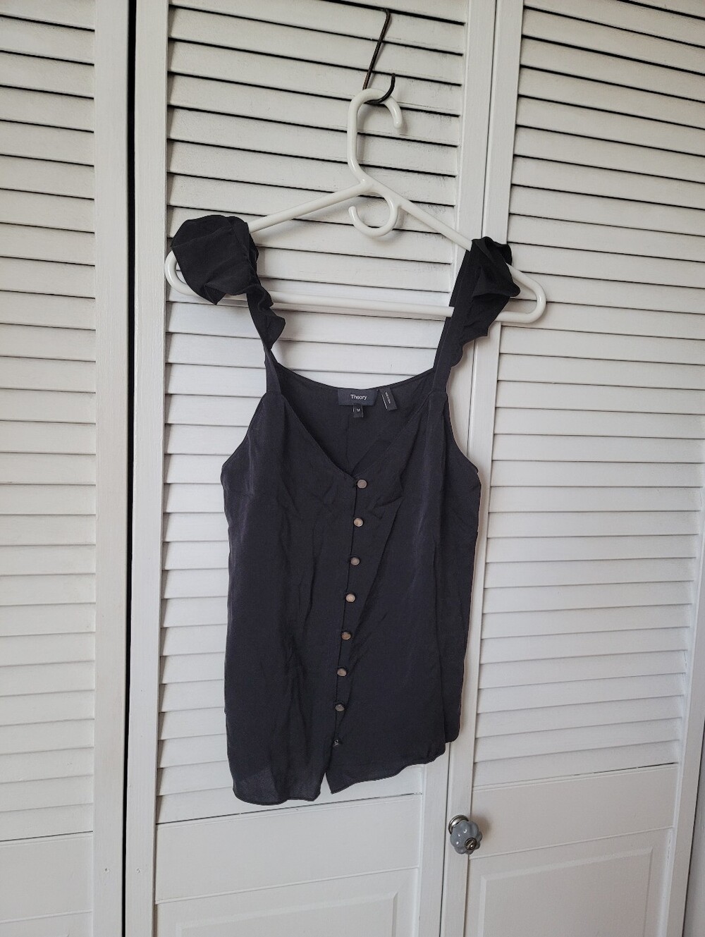 THEORY Ruffle Shoulder Blouse, Size M - Picture 2 of 6